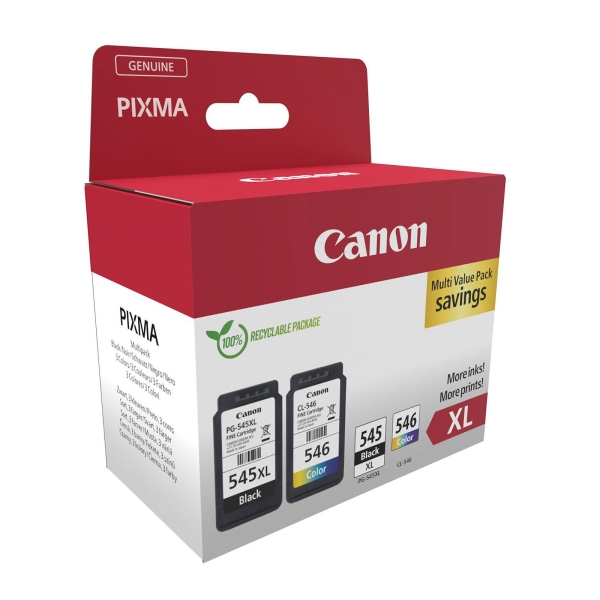 Canon PG545XL Negro + CL546 Color Pack de 2 Cartuchos de Tinta Originales - 8286B010