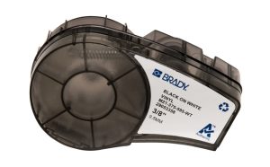 Brady M21-375-595-WT Cinta de Etiquetas Original Vinilo - Texto Negro sobre Fondo Blanco - Ancho 9,53mm x 6,40m